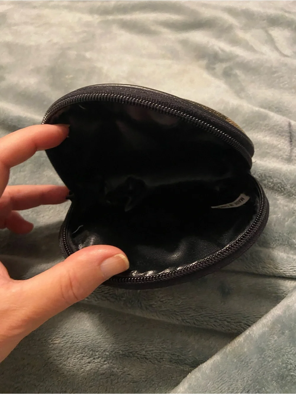 Allan Edward Striped Brown Cosmetic Pouch Makeup Organizer bag